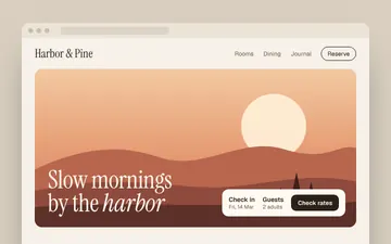 Harbor & Pine hotel website (concept)